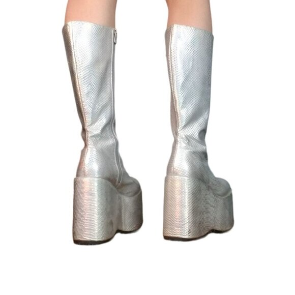 Platform metallic reflective dolls kill Ellie boots size 10 - Picture 4 of 11